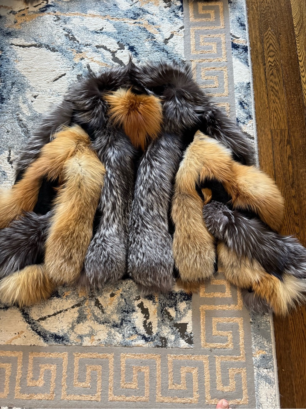 Luxury Golden silver black fox Multi-Color Fur fox Jacket  Women's Fashion Coat - Picture 14 of 17